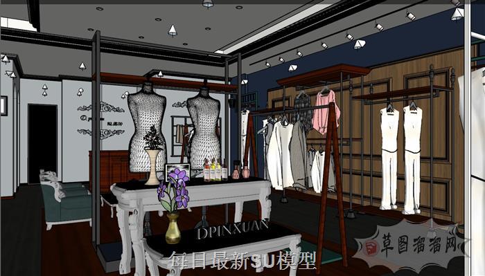 女装店服装店门面SU模型 3