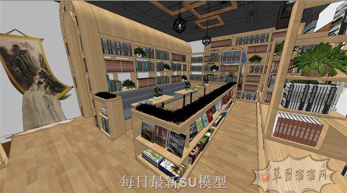 书吧书店图书室SU模型 3