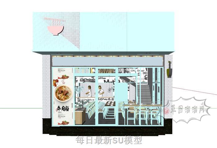 LOFT工业风粉店SU模型 1