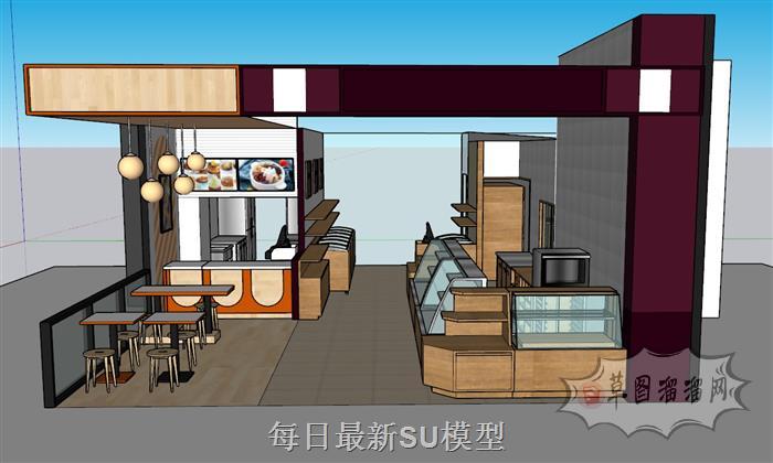 饮品店奶茶店蛋糕店SU模型 1