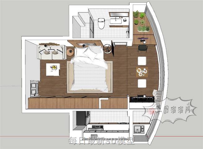 公寓住宅室内SU模型 1