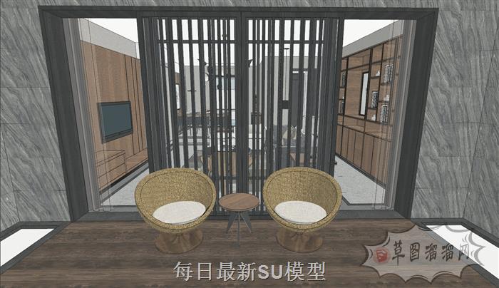 家装户型鸟瞰SU模型 3