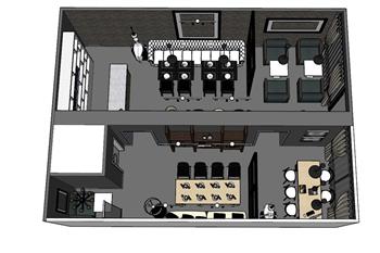 工业风小型办公室SU模型