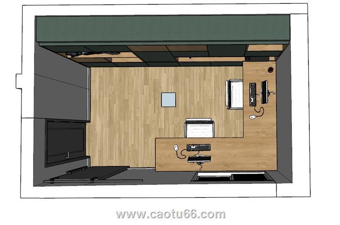 书房办公室SU模型 1