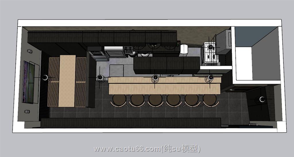 loft酒吧餐饮店SU模型 1