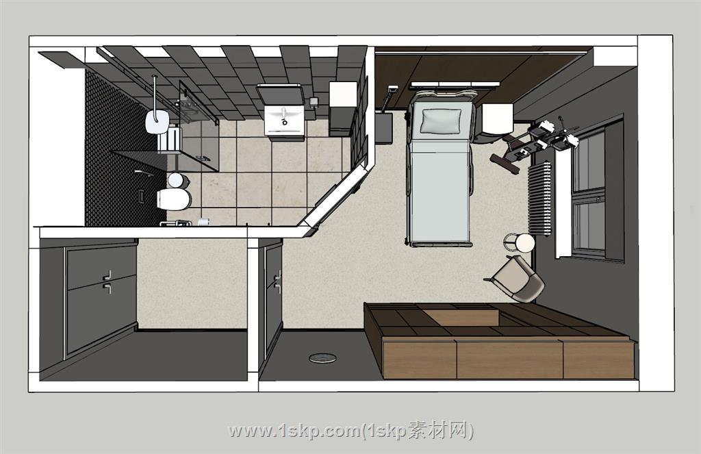 医院病房病床SU模型 1