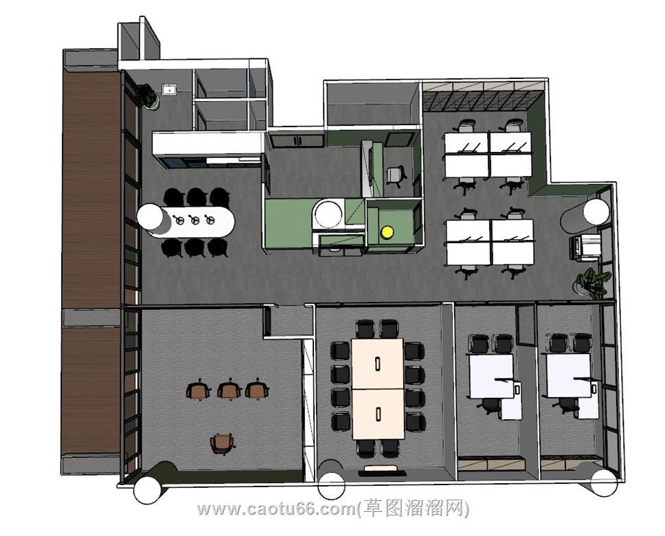 公司办公室SU模型 1