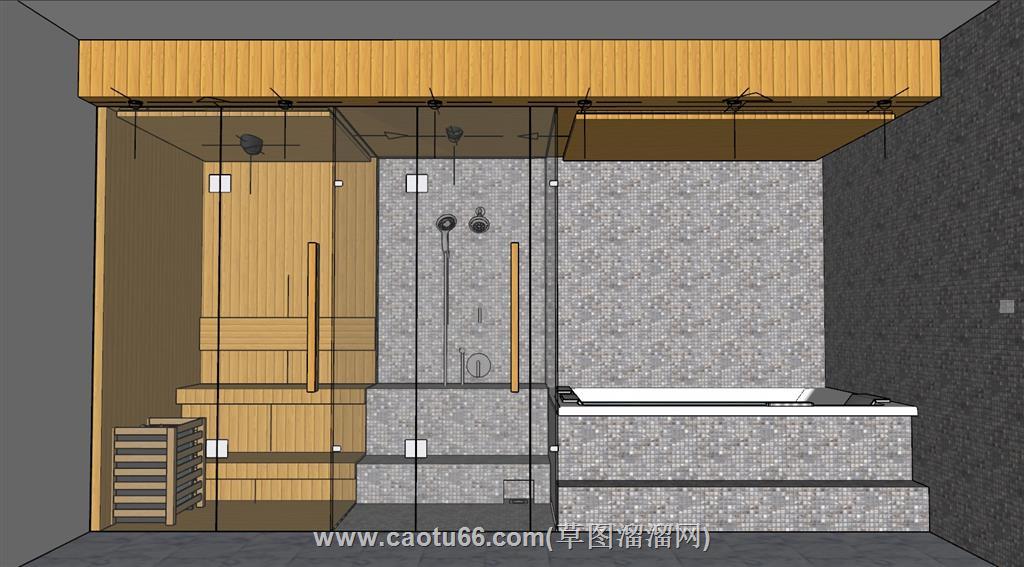 SPA浴室汗蒸SU模型 1