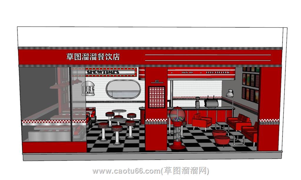 餐饮店奶茶店SU模型 1