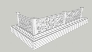 石护栏栏杆白SU模型 免费sketchup模型下载