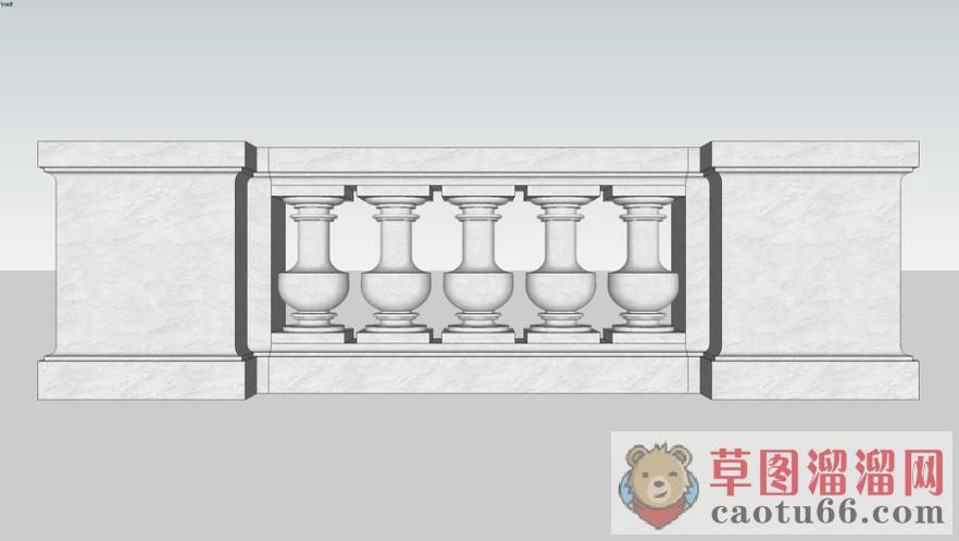 葫芦栏杆石柱SU模型 1