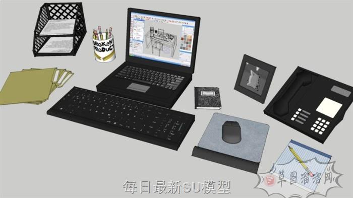 办公电脑用品SU模型 1