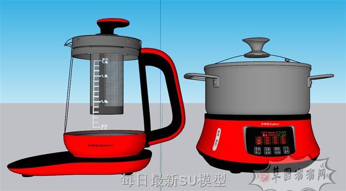 烧水壶热水壶电热锅SU模型 1