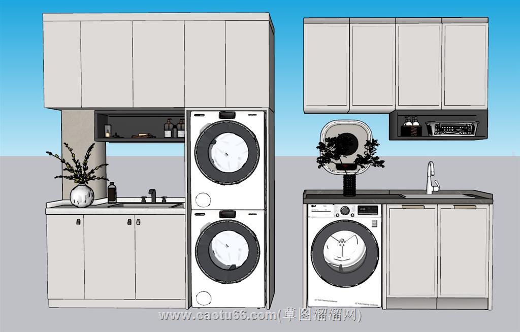 洗衣柜洗衣机SU模型 2