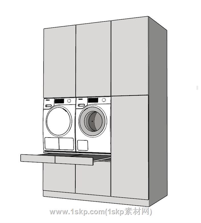 洗衣柜洗衣机SU模型 1