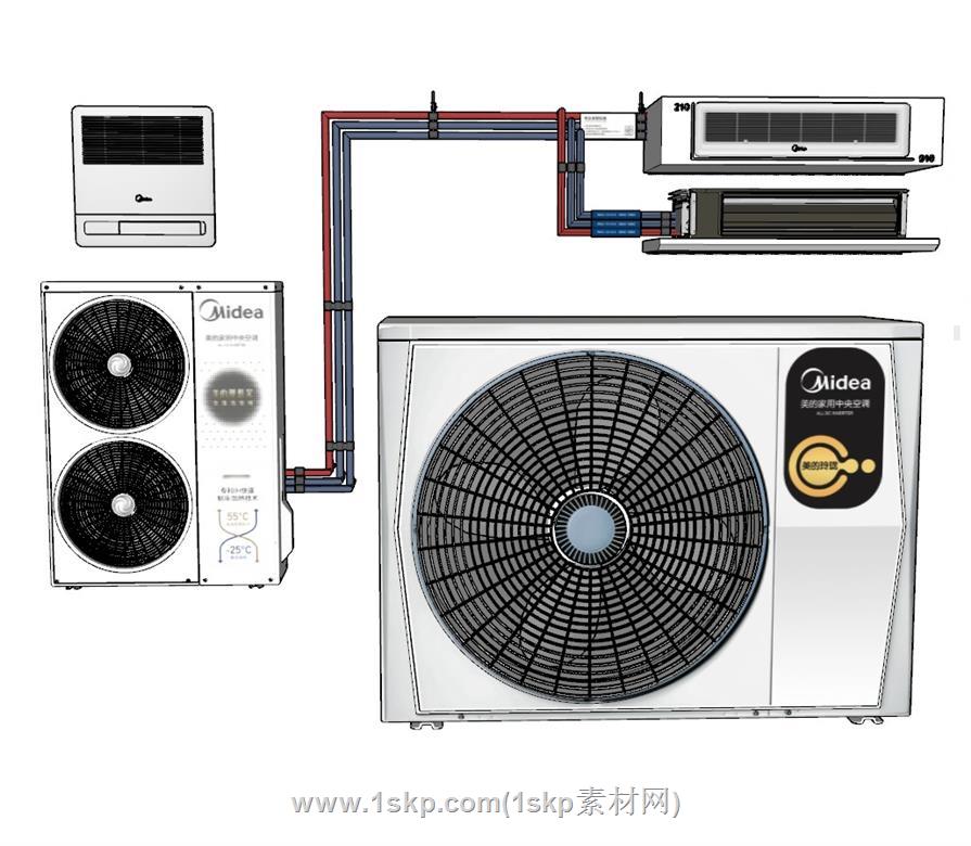 风管机空调外机SU模型 1