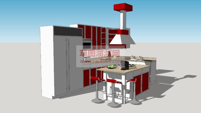 开放式厨房橱SU模型 1