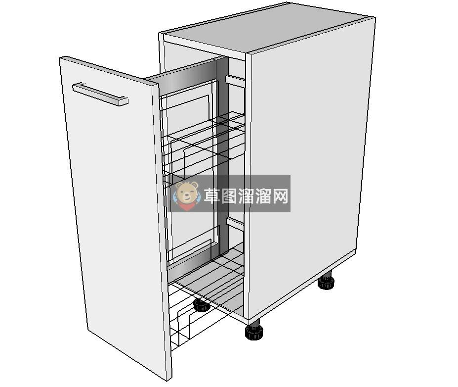 厨房抽拉式橱柜SU模型 1