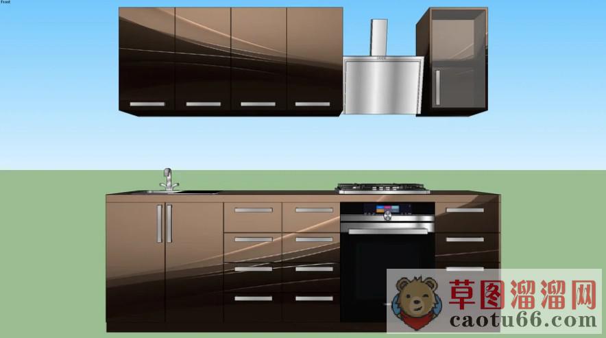 烤漆厨房橱柜SU模型 1