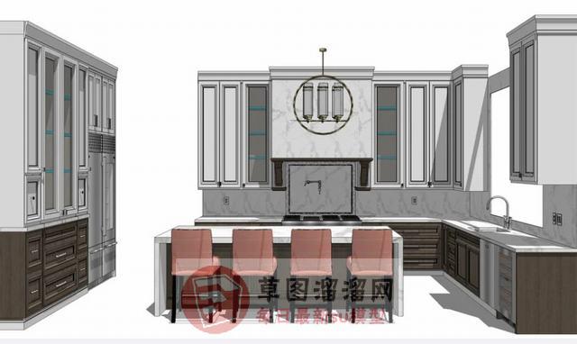厨房吧台吊灯SU模型 1