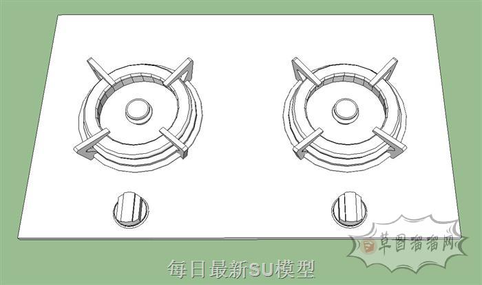 燃气灶煤气灶灶台SU模型 1