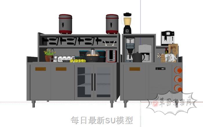 厨房咖啡工作台SU模型