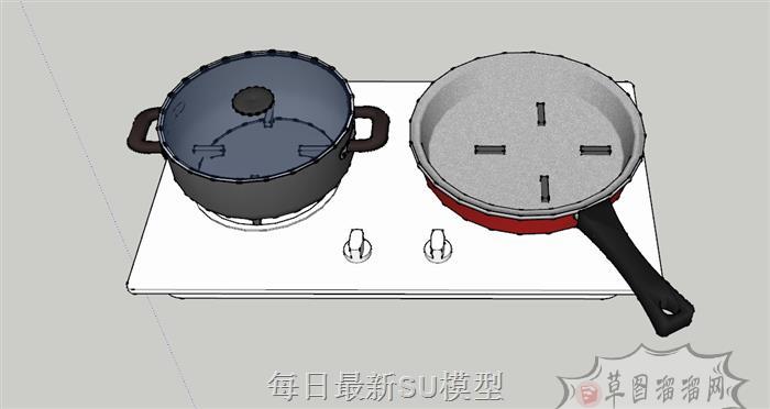 厨房燃气灶锅头SU模型