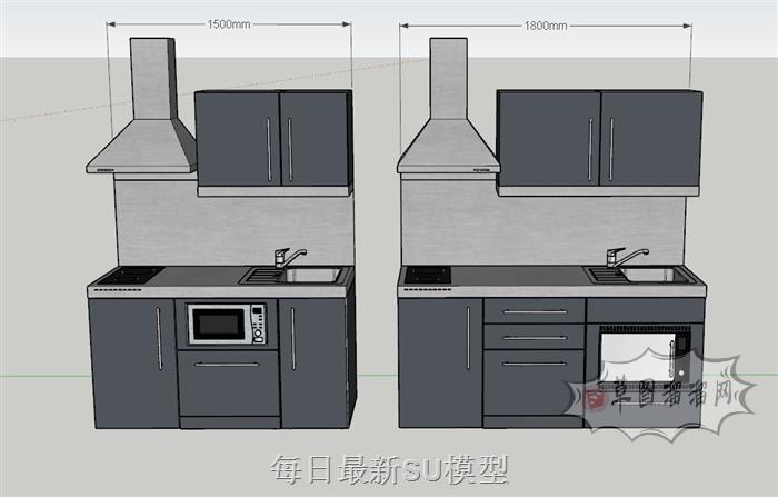 厨房橱柜SU模型 1