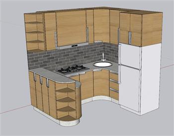 转角 小型 厨房 橱柜