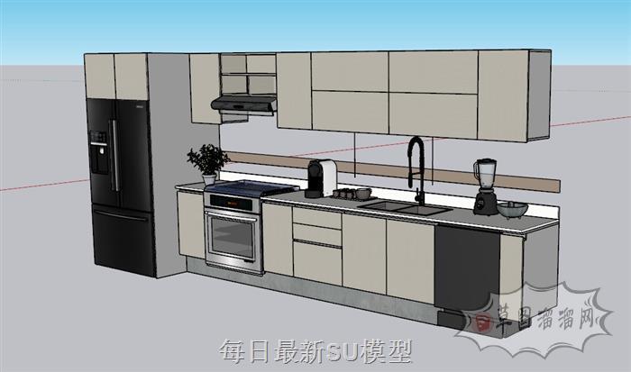 厨房橱柜厨具SU模型 2