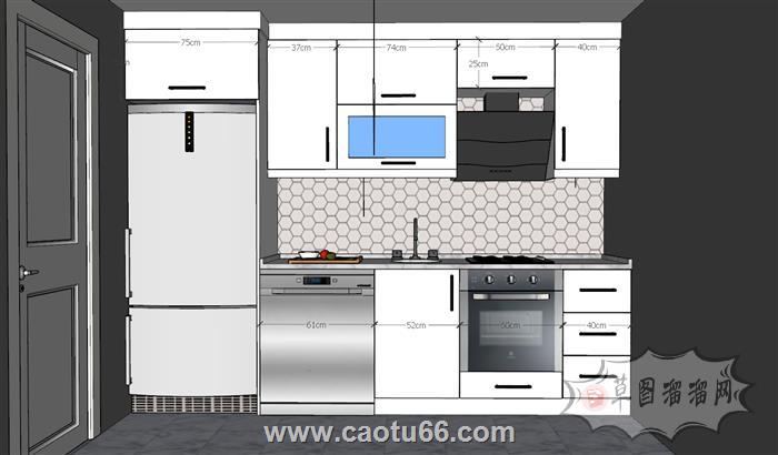 厨房橱柜SU模型 1