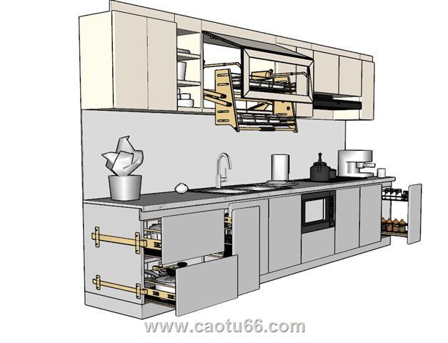 厨房橱柜SU模型 1