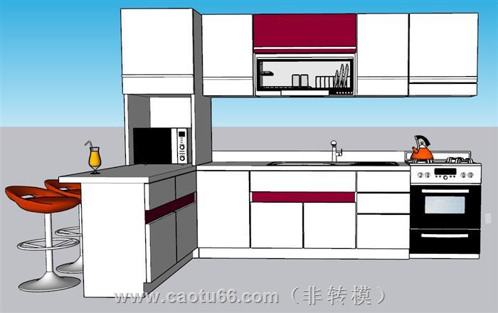 厨房橱柜SU模型 1