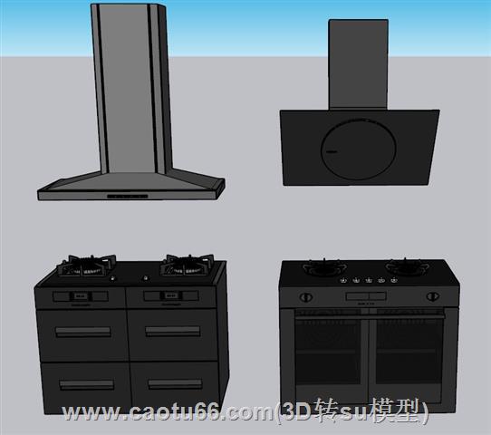 厨房集成灶燃气灶SU模型