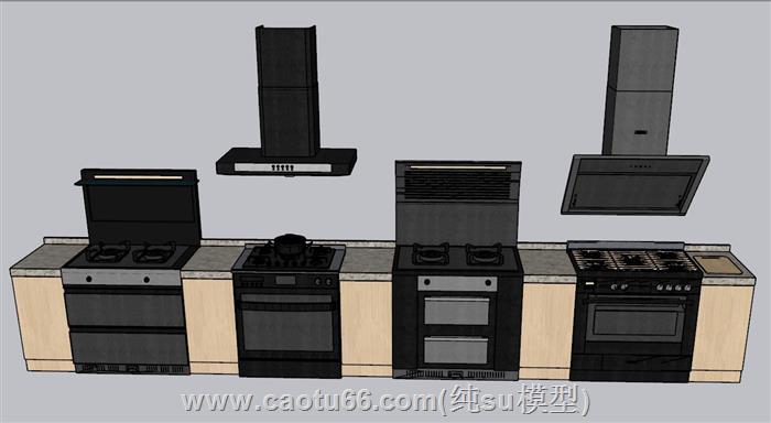 集成灶厨房SU模型 1