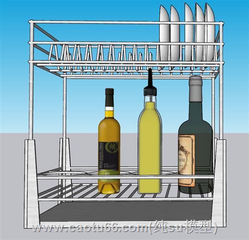 厨房晾碗架碟子SU模型 1