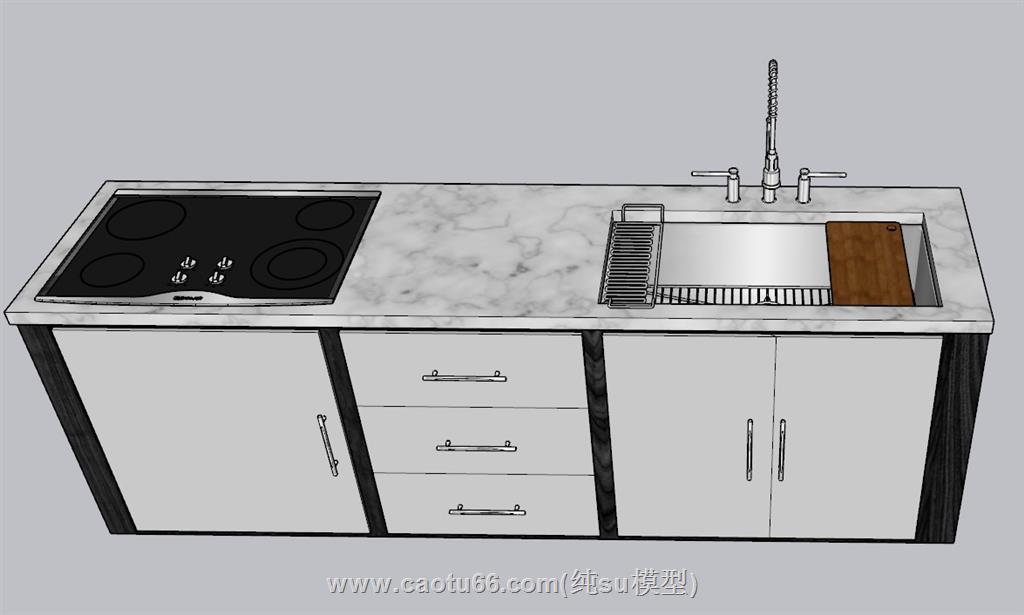 厨房橱柜洗菜池SU模型 1