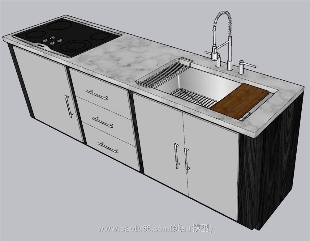 厨房橱柜洗菜池SU模型 2