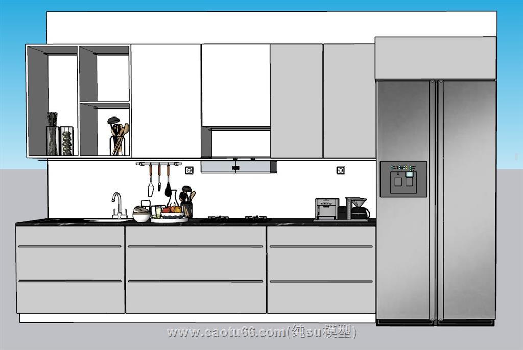 厨房橱柜冰箱SU模型 1