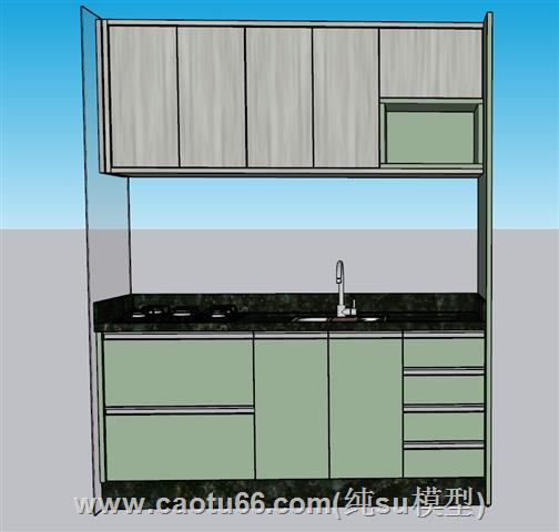 厨房橱柜燃气灶SU模型 1