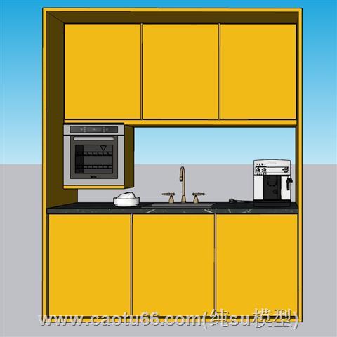 厨房茶水间洗菜盆SU模型 1