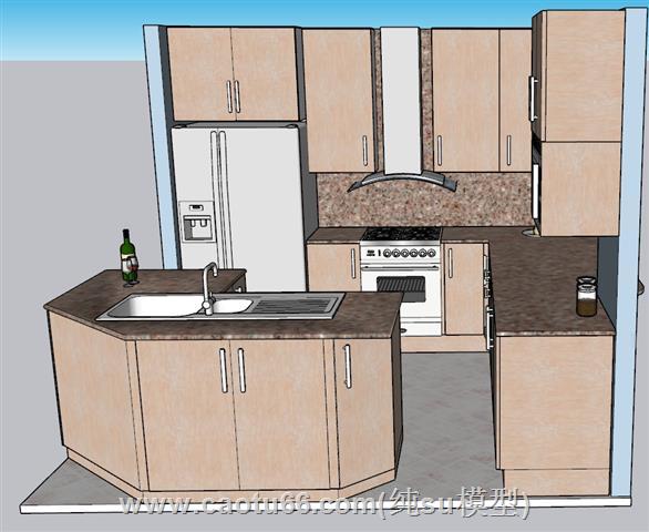 厨房橱柜集成灶SU模型 1