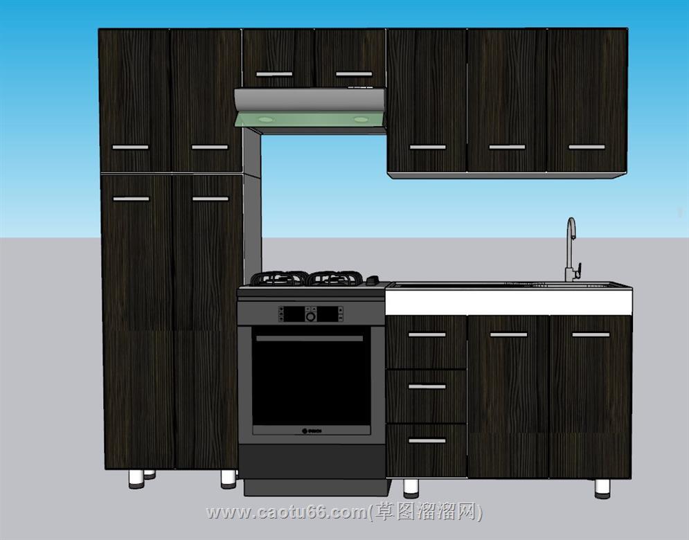 厨房橱柜集成灶SU模型 1