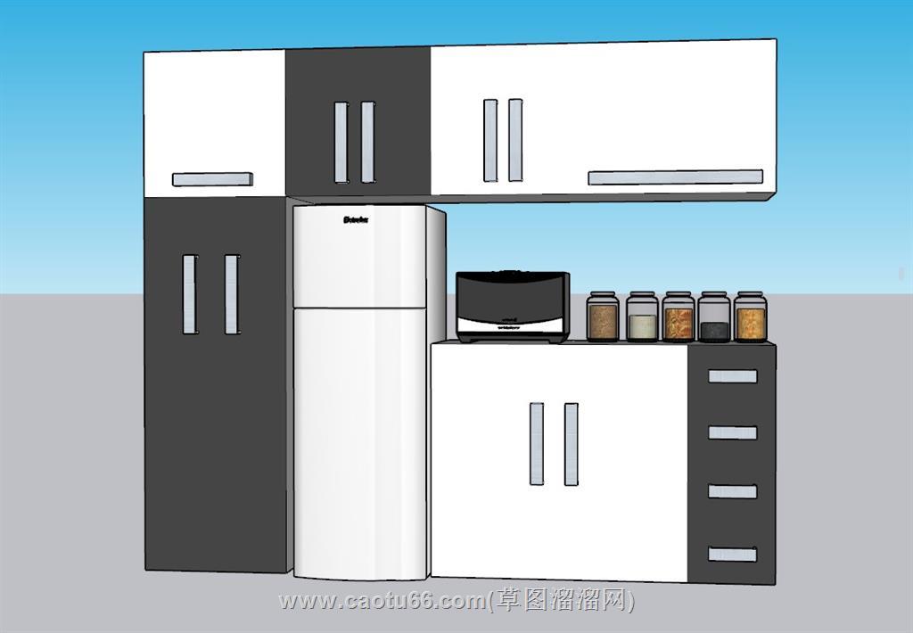 厨房橱柜冰箱SU模型 1