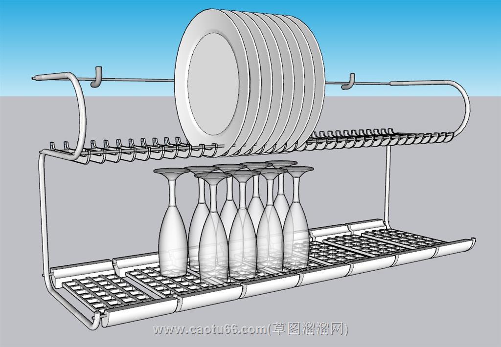 晾碗架厨具SU模型 1