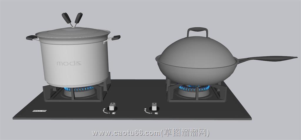 厨房燃气灶SU模型 1