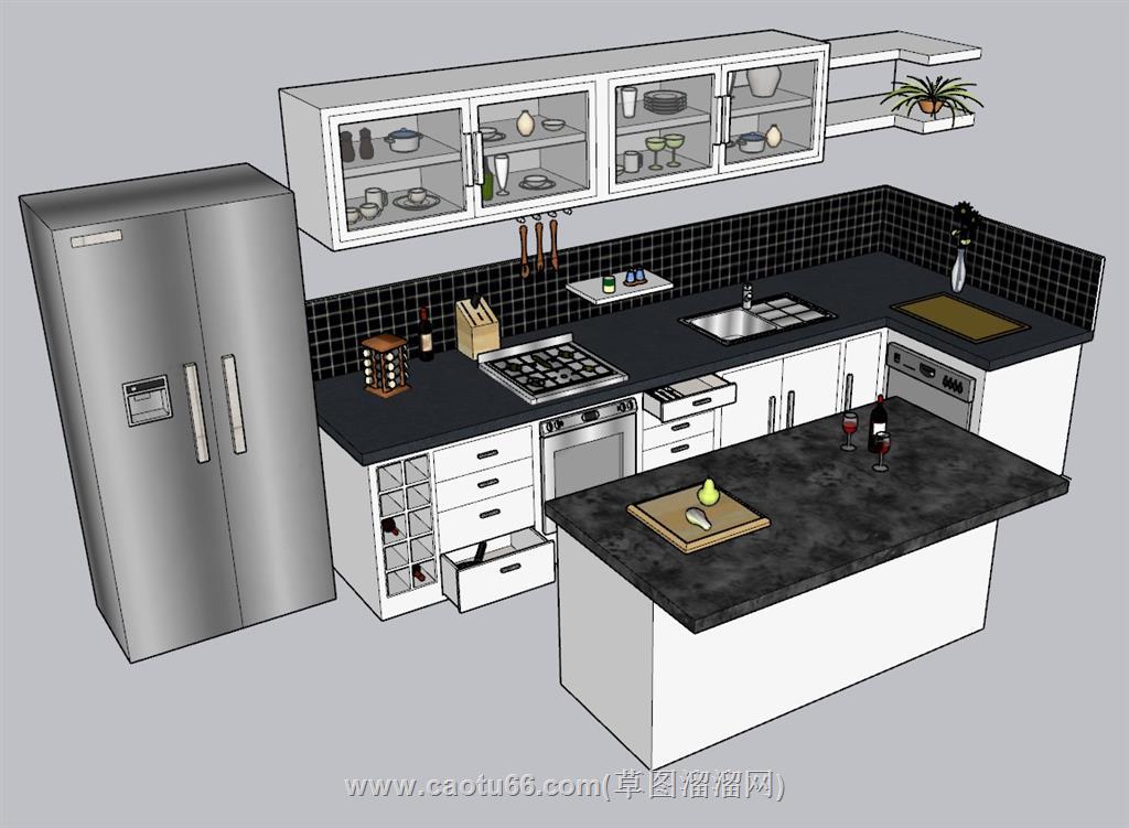 厨房橱柜SU模型 1