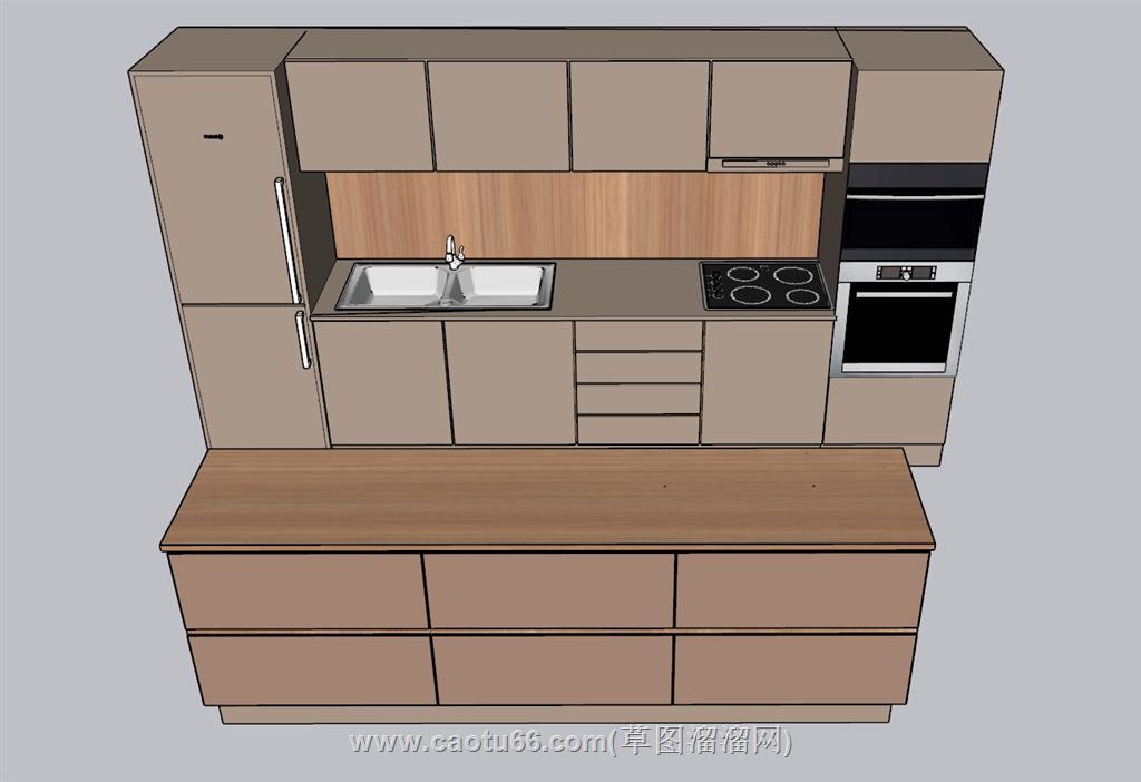 厨房橱柜岛台SU模型 1