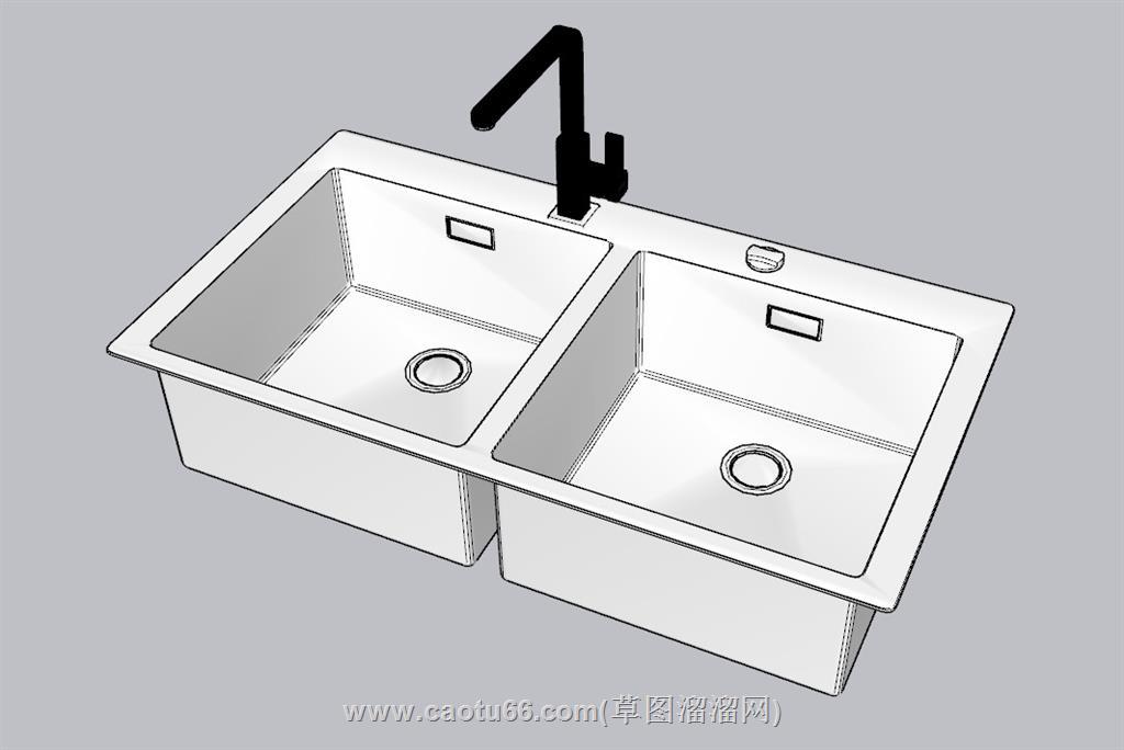 厨房水槽洗菜池SU模型 1