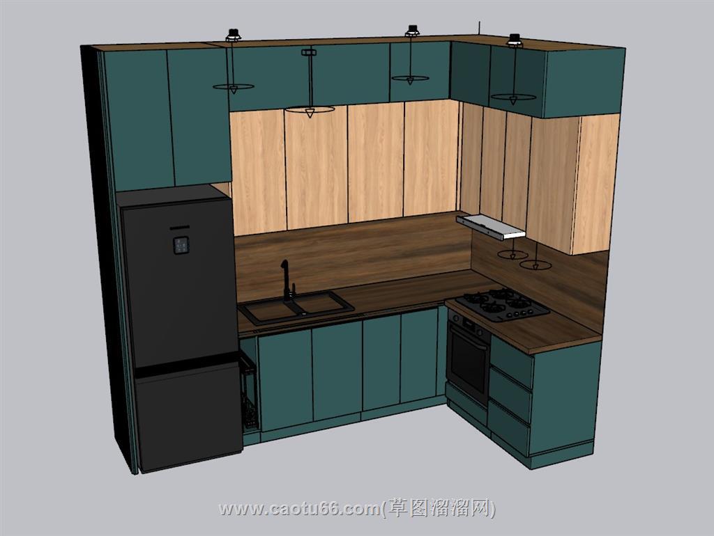 厨房橱柜SU模型 1